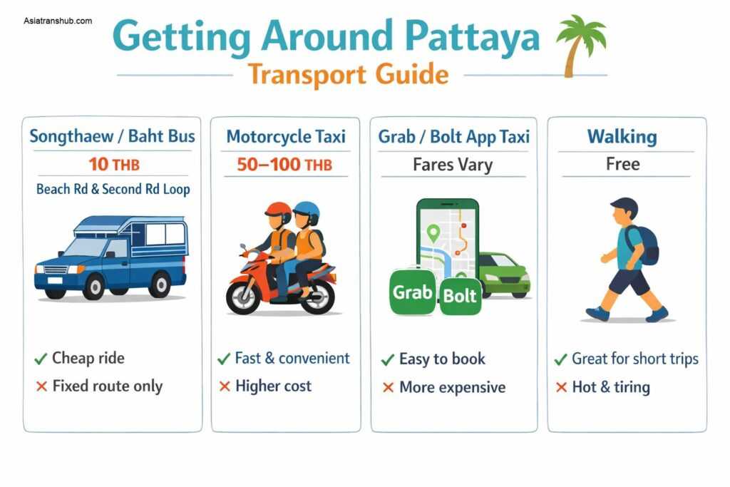 Getting Around Pattaya: Bus, Songthaew, Taxi, Grab