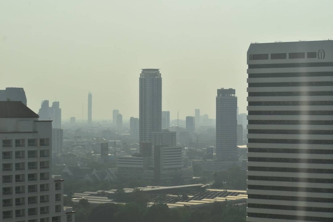 A view of a city from a high rise building